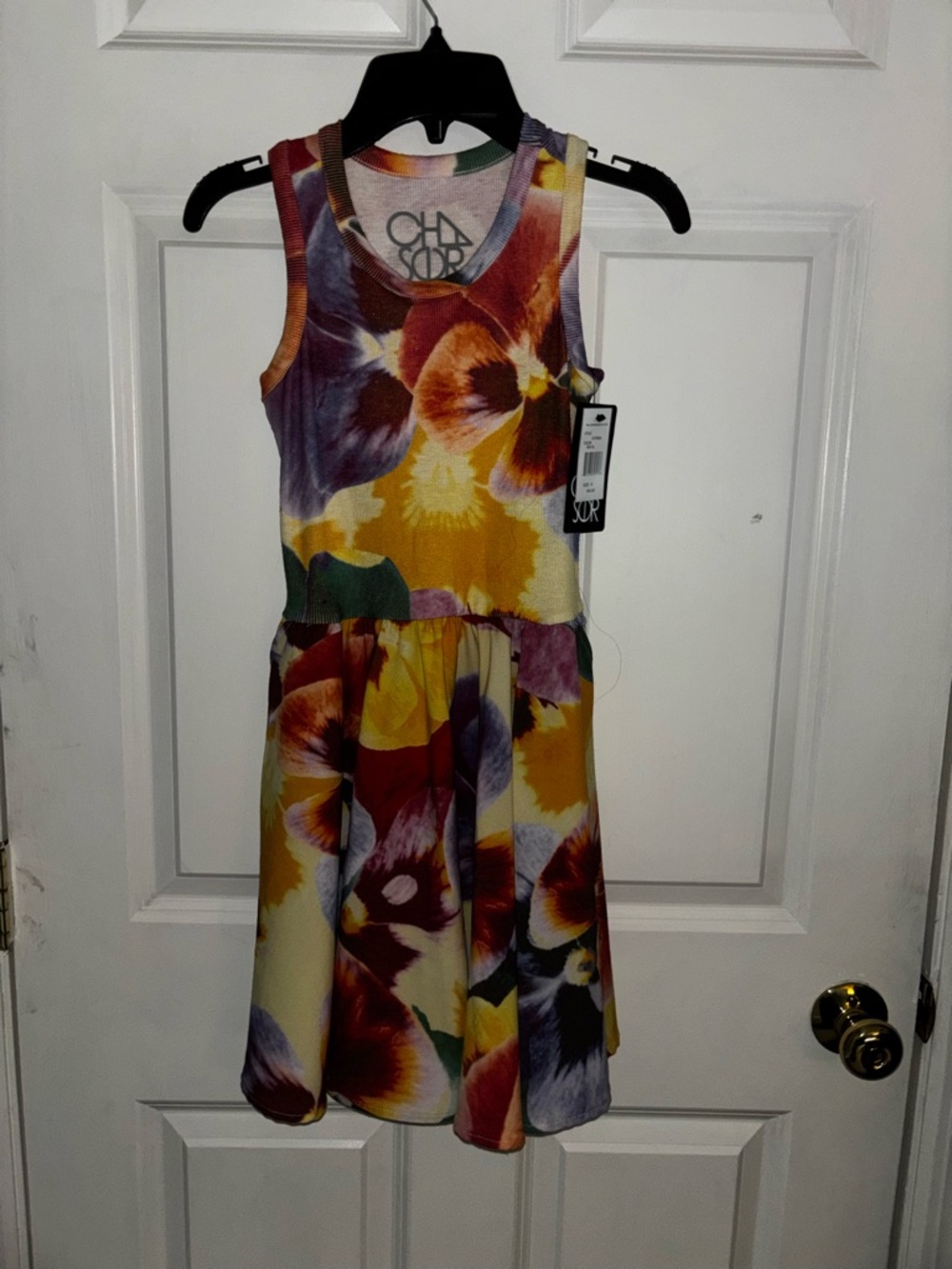 Bloomingdale's Floral Sleeveless Tank Dress in Yellow, Purple, Red, Green